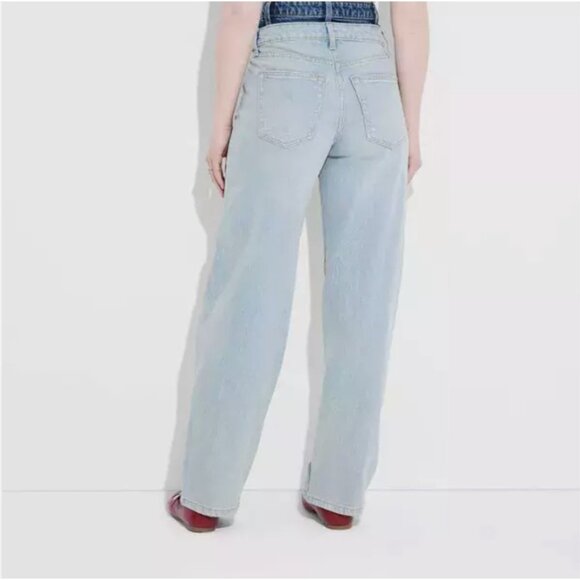 WILD FABLE JEANS DETACH WAIST LIGHT WASH 90'S RELAXED STRAIGHT MID RISE BLUE NWT - Picture 3 of 12